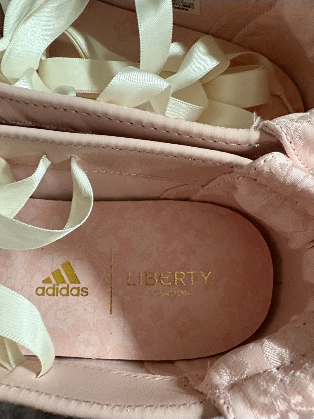 adidas Pink Floral Ballet-Style Flats with Ribbon Laces - Picture 4 of 7